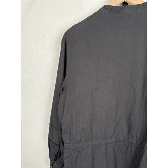 Emerson Fry India Shirtdress Medium Black Organic Cotton Dress Boho Quiet Luxury - Picture 8 of 12